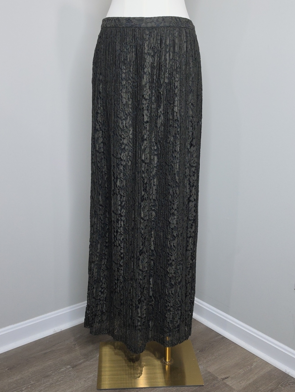 Banana Republic Lace Maxi Skirt 2 Tall Metallic Black